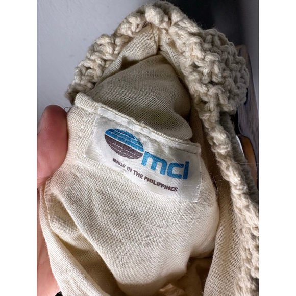 Vintage Boho Macrame Bag with Wooden Handle MCI - Picture 4 of 5